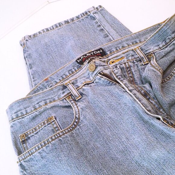 90s Halston Jeanswear (12) Light Blue Denim Mom Jeans Capris Pants 5-Pocket - Picture 5 of 12